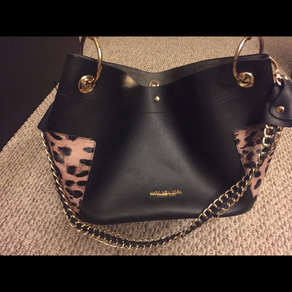 Marc New York Large Leopard Print Black Bag